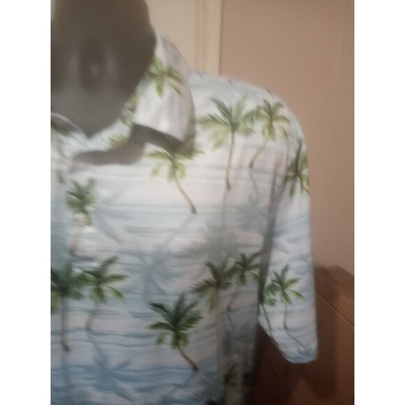 Yatta Golf Polo Shirt Mens Size XL Blue Green Floral Hawaiian Short Sleeve - Picture 4 of 12